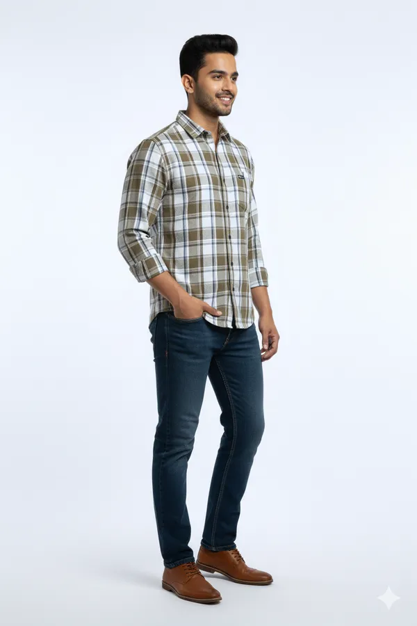 Olive_Premium_&_Elegant_Casual_Check_Shirt_For_Men