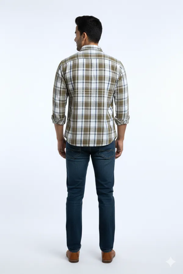 Olive_Premium_&_Elegant_Casual_Check_Shirt_For_Men