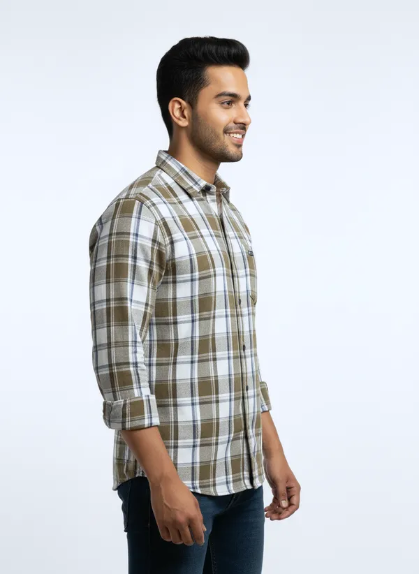 Olive_Premium_&_Elegant_Casual_Check_Shirt_For_Men