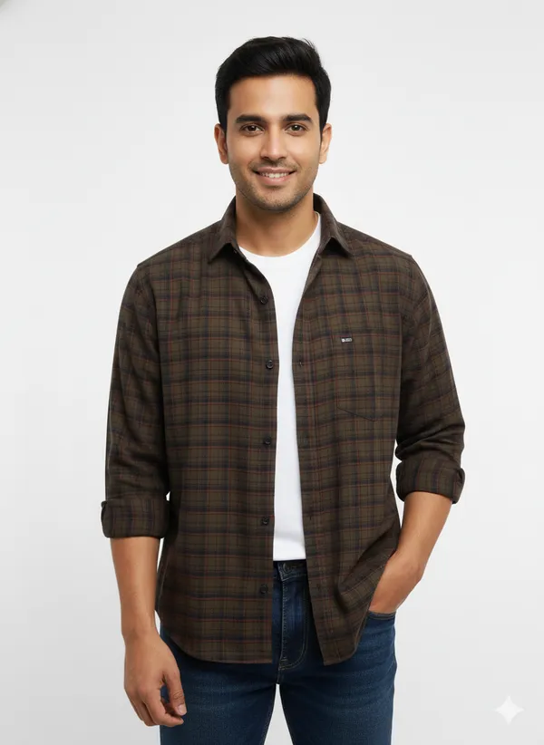 Olive_Premium_&_Elegant_Casual_Check_Shirt_For_Men