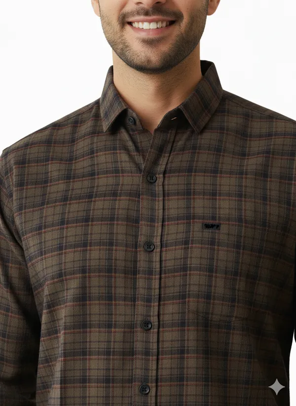 Olive_Premium_&_Elegant_Casual_Check_Shirt_For_Men
