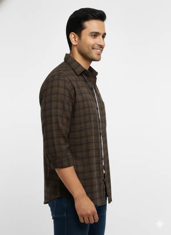 Olive_Premium_&_Elegant_Casual_Check_Shirt_For_Men