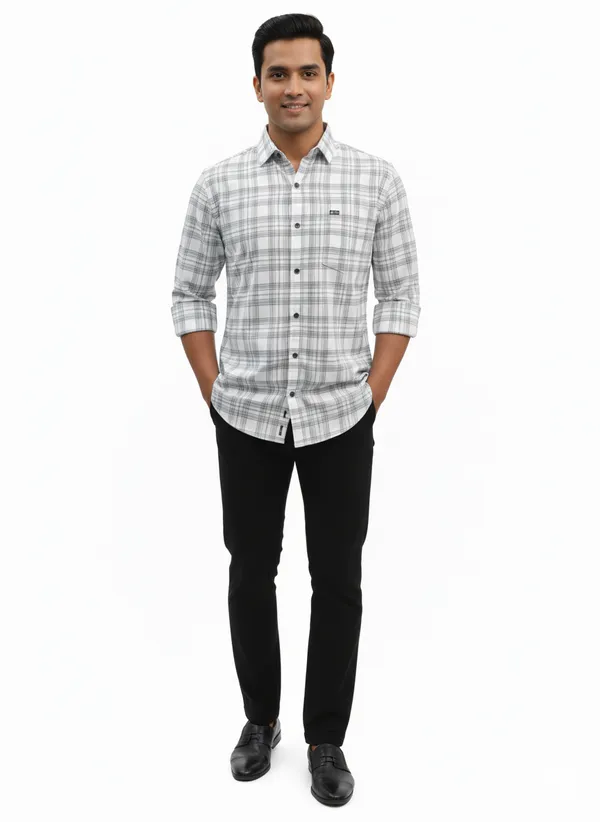 White_Premium_&_Elegant_Casual_Check_Shirt_For_Men