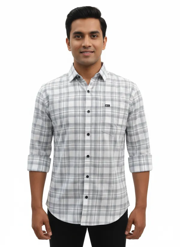 White_Premium_&_Elegant_Casual_Check_Shirt_For_Men