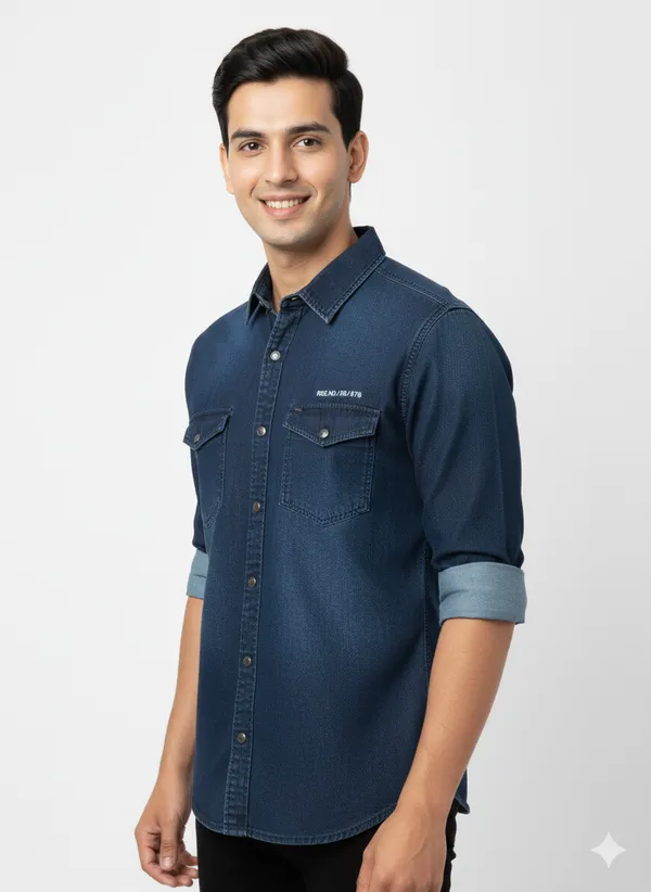 Dark_Blue_Premium_&_Elegant_Casual_Plain_Denim_Shirt_For_Men