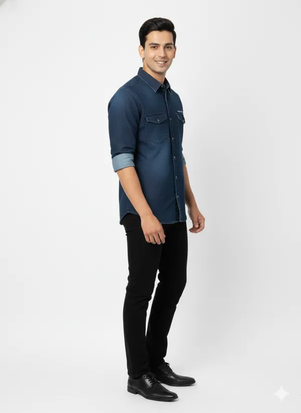 Dark_Blue_Premium_&_Elegant_Casual_Plain_Denim_Shirt_For_Men