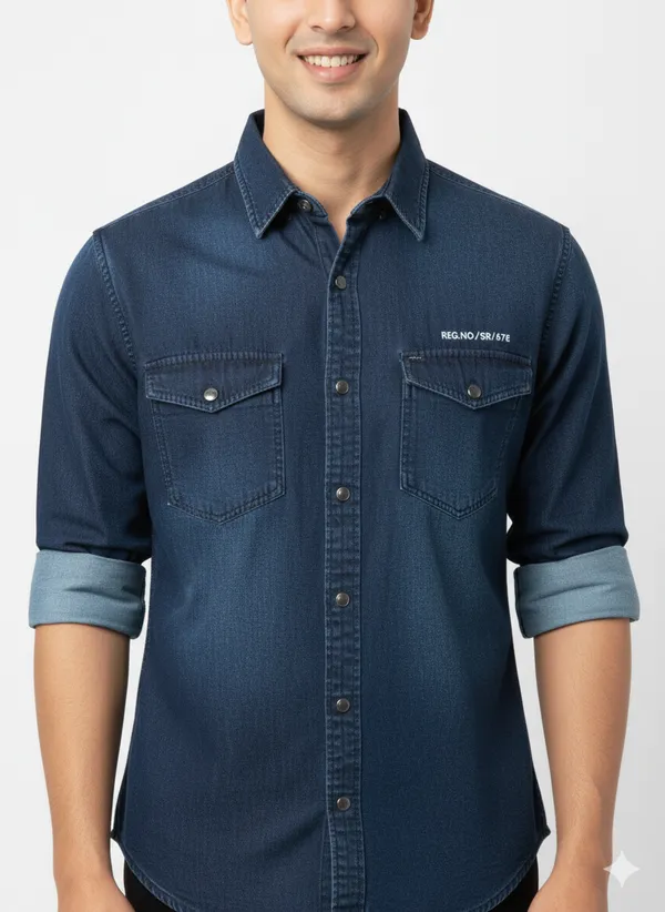 Dark_Blue_Premium_&_Elegant_Casual_Plain_Denim_Shirt_For_Men
