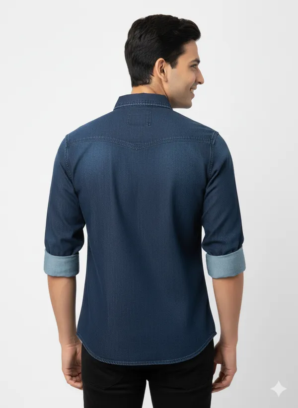 Dark_Blue_Premium_&_Elegant_Casual_Plain_Denim_Shirt_For_Men