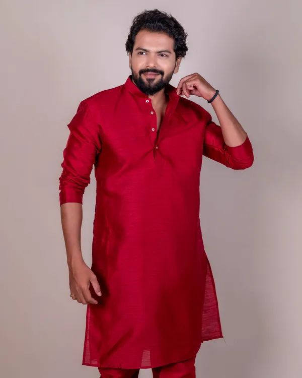 Maroon_Premium_&_Elegant_Kurta_Set_For_Men