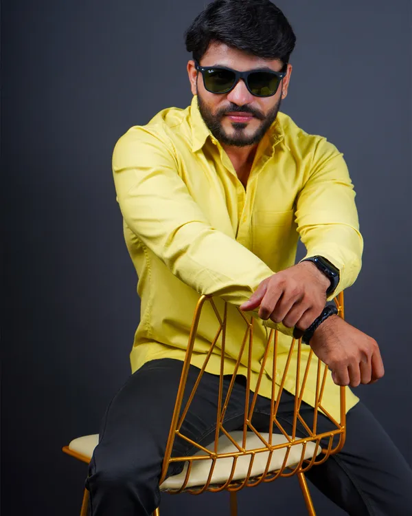 Yellow_Plain_Premium_&_Elegant_Premium_&_Elegant_Casual_Shirt_For_Men