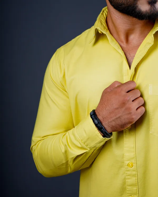Yellow_Plain_Premium_&_Elegant_Premium_&_Elegant_Casual_Shirt_For_Men