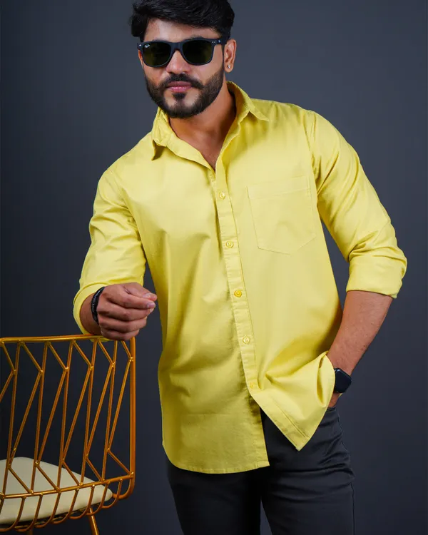 Yellow_Plain_Premium_&_Elegant_Premium_&_Elegant_Casual_Shirt_For_Men