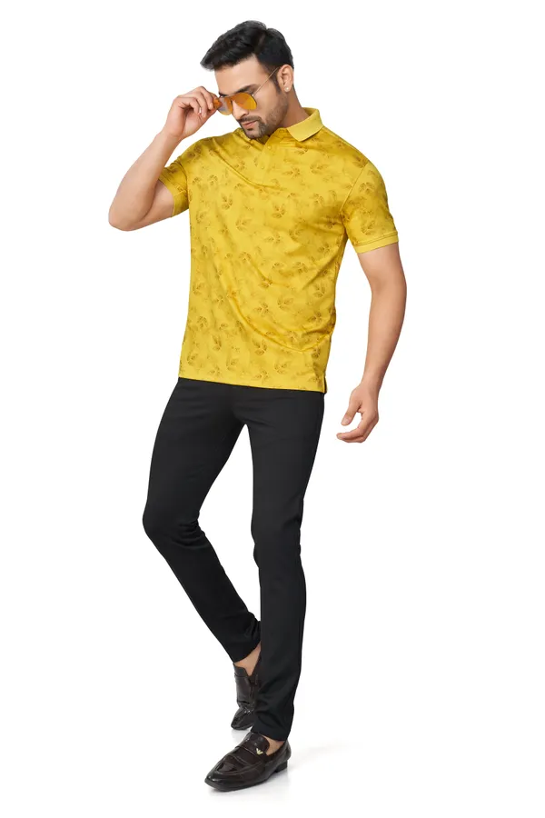 Mustard_Printed_Collared_Half_Sleeves_Tshirt_For_Men