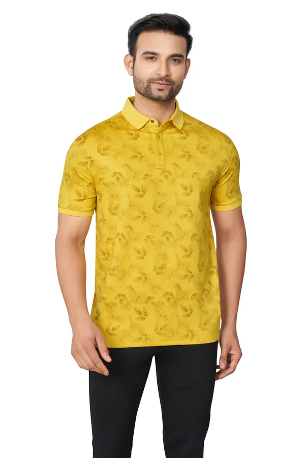 Mustard_Printed_Collared_Half_Sleeves_Tshirt_For_Men