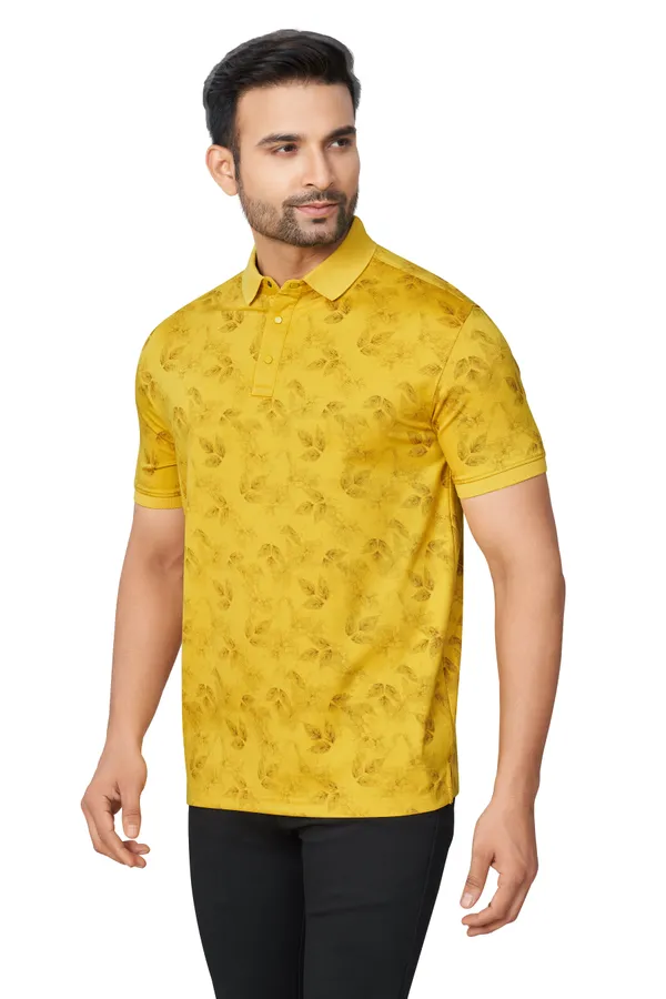 Mustard_Printed_Collared_Half_Sleeves_Tshirt_For_Men