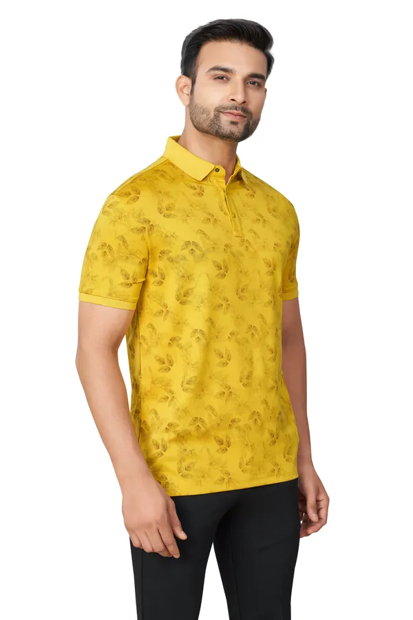 Mustard_Printed_Collared_Half_Sleeves_Tshirt_For_Men