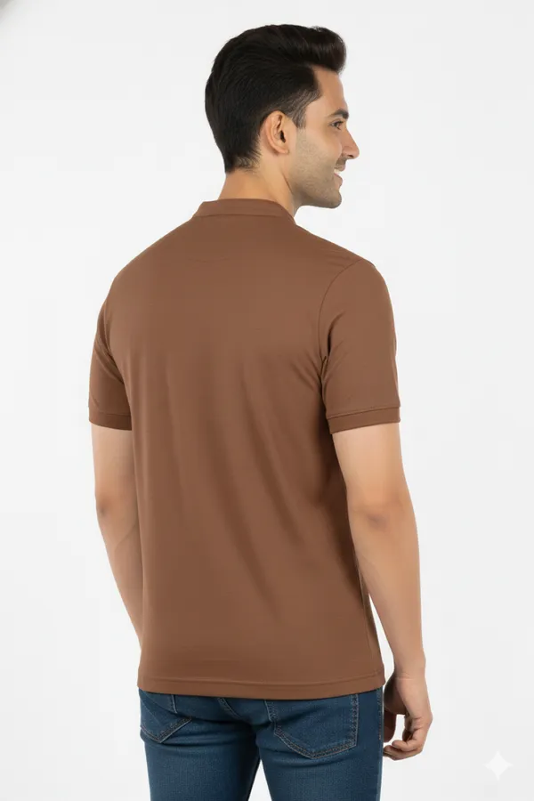 Brown_Half_Sleeves_Soft_Sinker_Comfortable_T-Shirt_For_Men