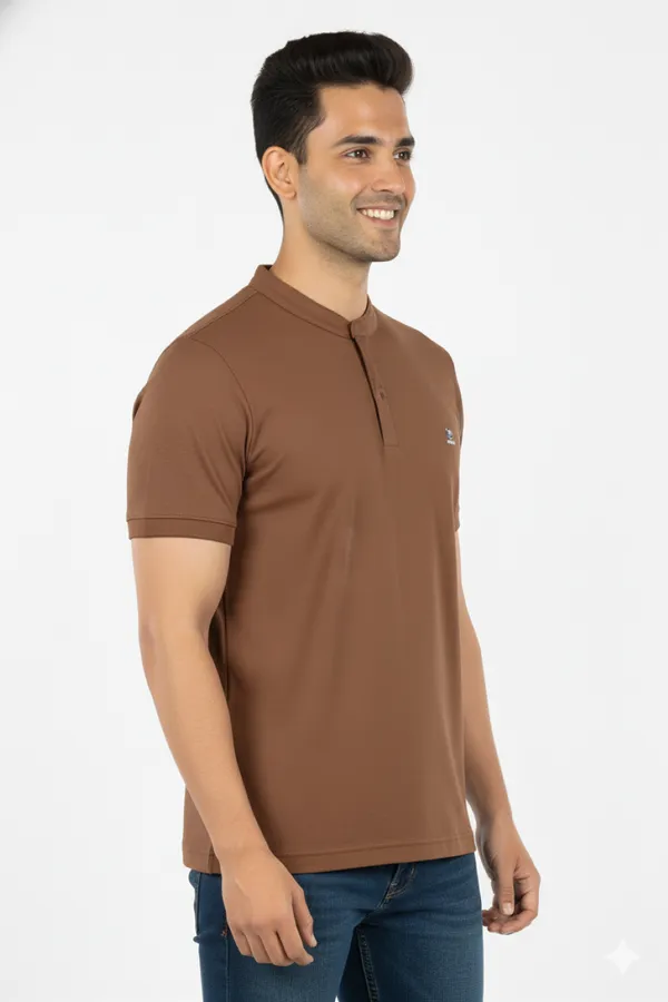 Brown_Half_Sleeves_Soft_Sinker_Comfortable_T-Shirt_For_Men