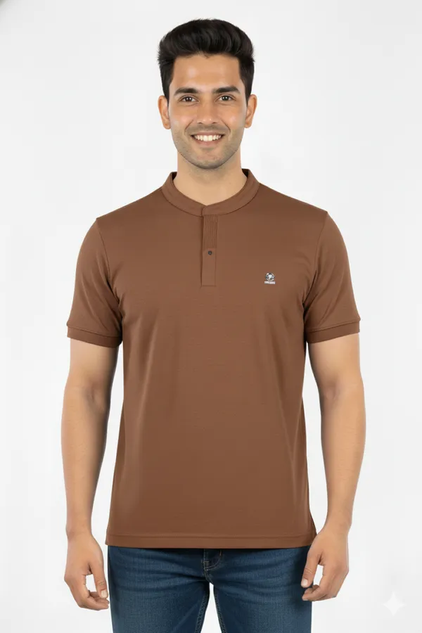 Brown_Half_Sleeves_Soft_Sinker_Comfortable_T-Shirt_For_Men