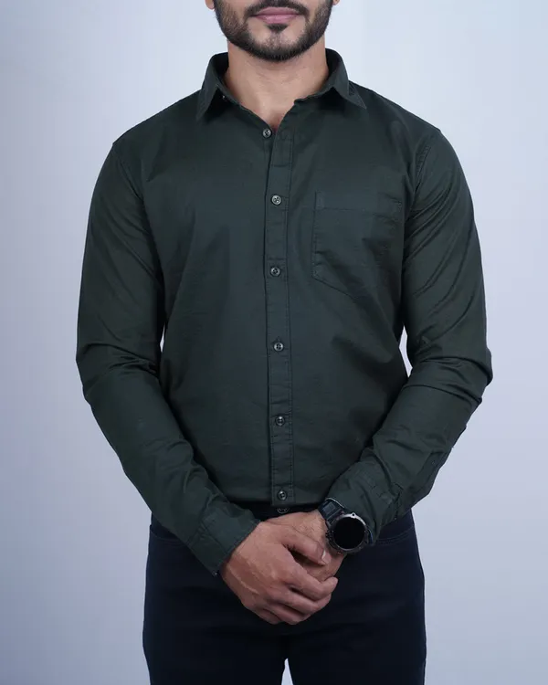 Olive_Plain_Premium_&_Elegant_Premium_&_Elegant_Casual_Shirt_For_Men