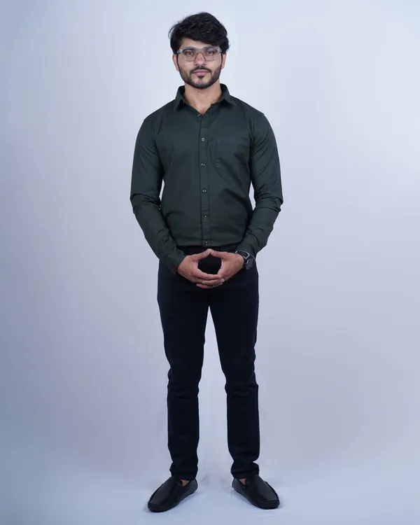 Olive_Plain_Premium_&_Elegant_Premium_&_Elegant_Casual_Shirt_For_Men