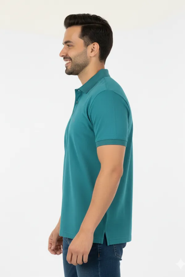Rust_Green_Solid_Collared_Half_Sleeve_Stylish_&_Comfortable_T-Shirt_For_Men