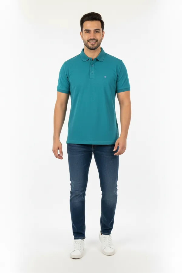 Rust_Green_Solid_Collared_Half_Sleeve_Stylish_&_Comfortable_T-Shirt_For_Men
