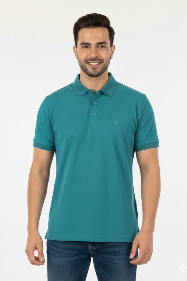 Rust_Green_Solid_Collared_Half_Sleeve_Stylish_&_Comfortable_T-Shirt_For_Men