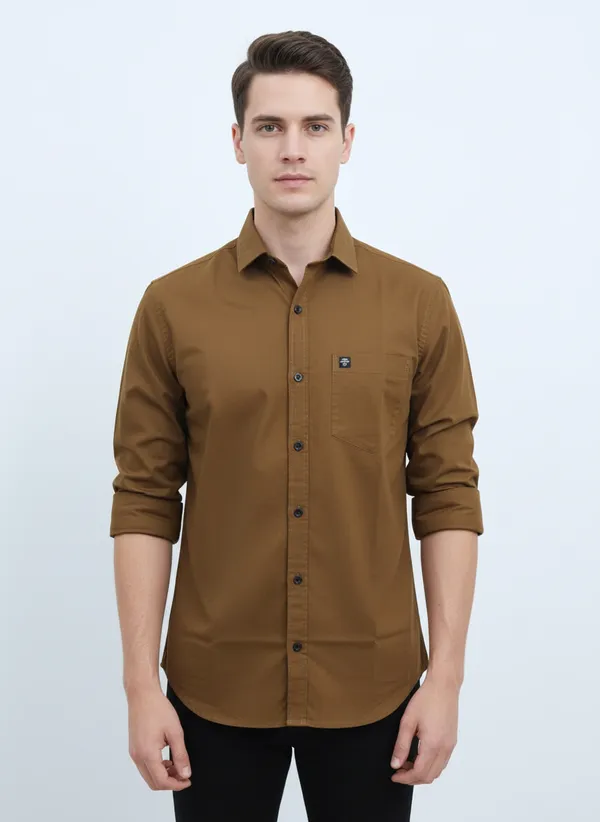 Brown_Solid_Premium_&_Elegant_Casual_Shirt_For_Men