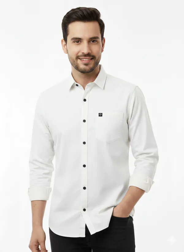 White_Solid_Premium_&_Elegant_Casual_Shirt_For_Men
