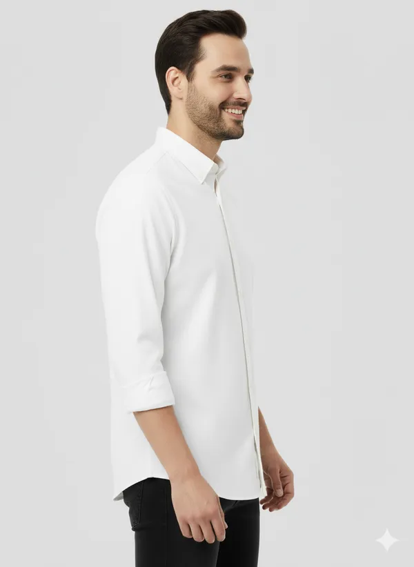 White_Solid_Premium_&_Elegant_Casual_Shirt_For_Men