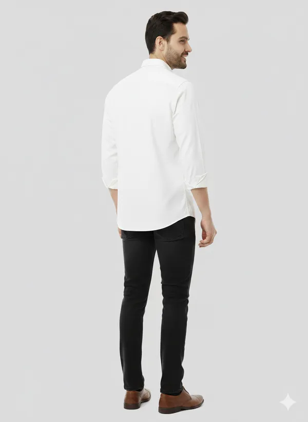 White_Solid_Premium_&_Elegant_Casual_Shirt_For_Men