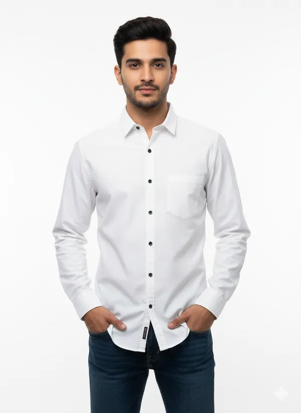 White_Solid_Premium_&_Elegant_Casual_Shirt_For_Men