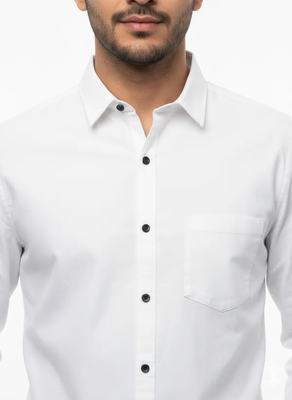 White_Solid_Premium_&_Elegant_Casual_Shirt_For_Men