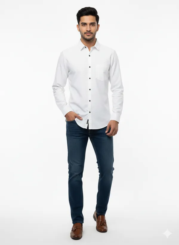 White_Solid_Premium_&_Elegant_Casual_Shirt_For_Men