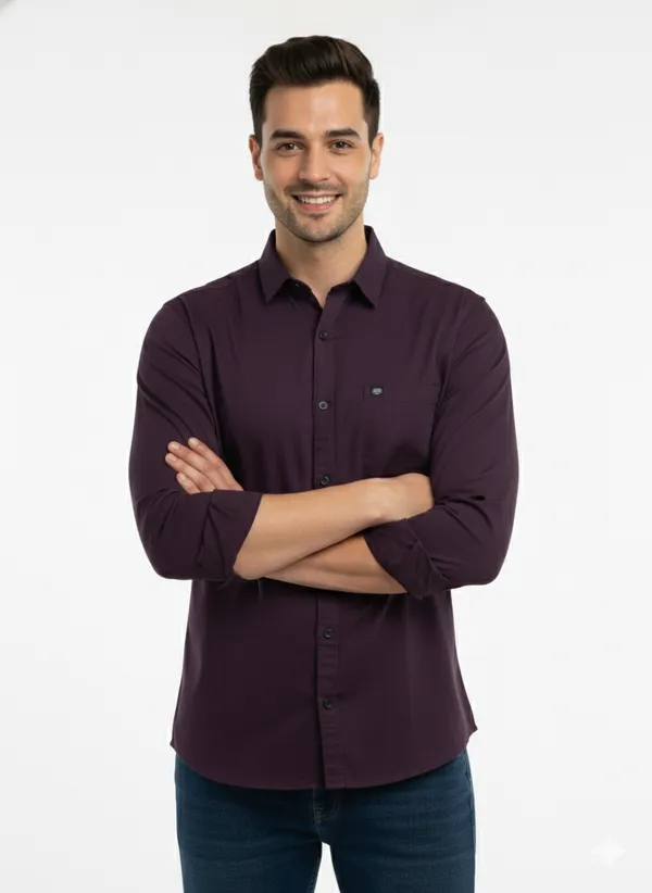 Wine_Solid_Premium_&_Elegant_Casual_Shirt_For_Men