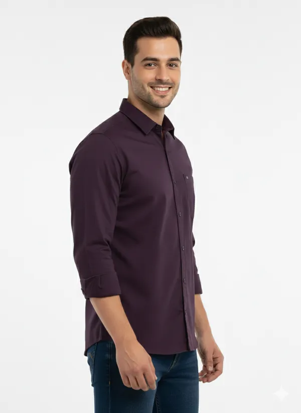 Wine_Solid_Premium_&_Elegant_Casual_Shirt_For_Men