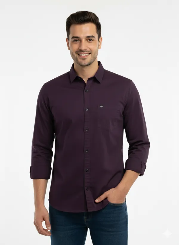 Wine_Solid_Premium_&_Elegant_Casual_Shirt_For_Men