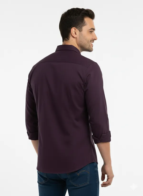 Wine_Solid_Premium_&_Elegant_Casual_Shirt_For_Men