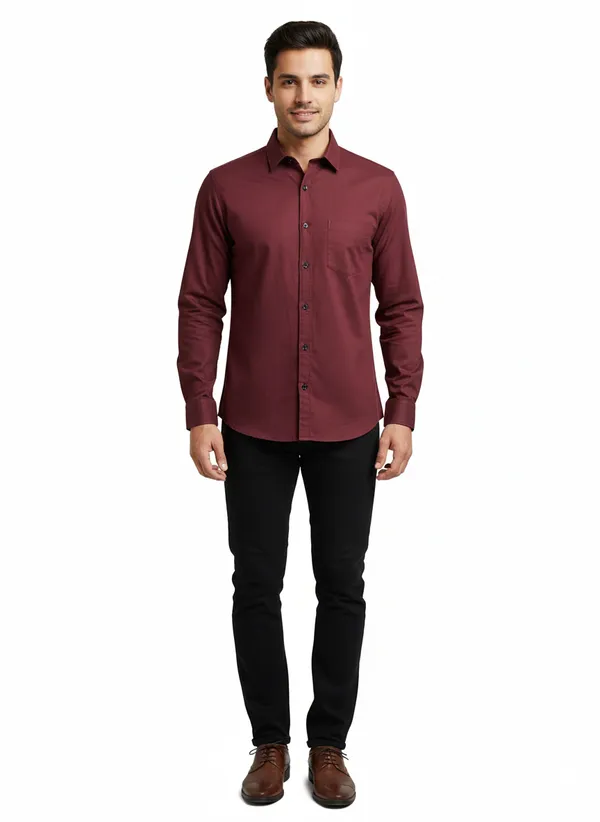 Wine_Solid_Premium_&_Elegant_Casual_Shirt_For_Men