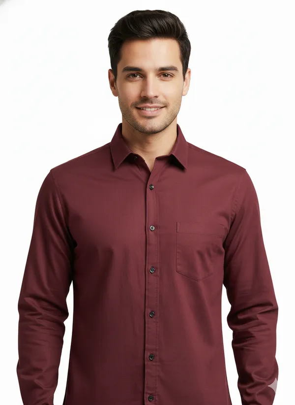 Wine_Solid_Premium_&_Elegant_Casual_Shirt_For_Men