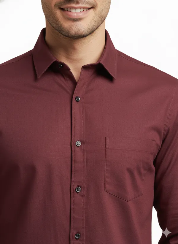 Wine_Solid_Premium_&_Elegant_Casual_Shirt_For_Men