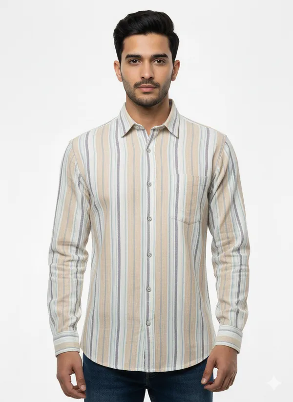 Cream_Striped_Premium_&_Elegant_Casual_Shirt_For_Men