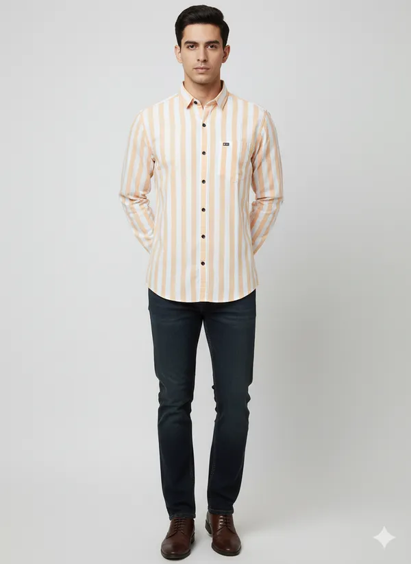 Orange_Striped_Premium_&_Elegant_Casual_Shirt_For_Men