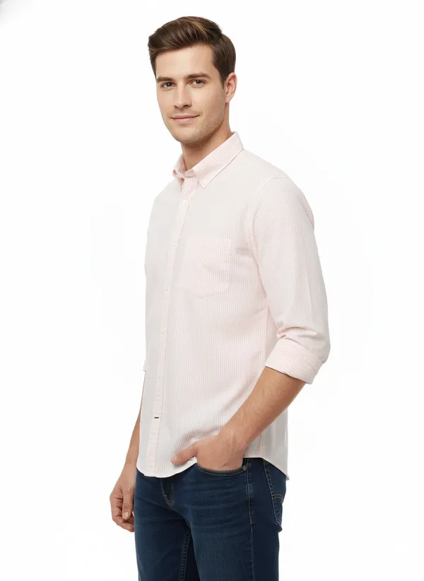 Peach_Striped_Premium_&_Elegant_Casual_Shirt_For_Men