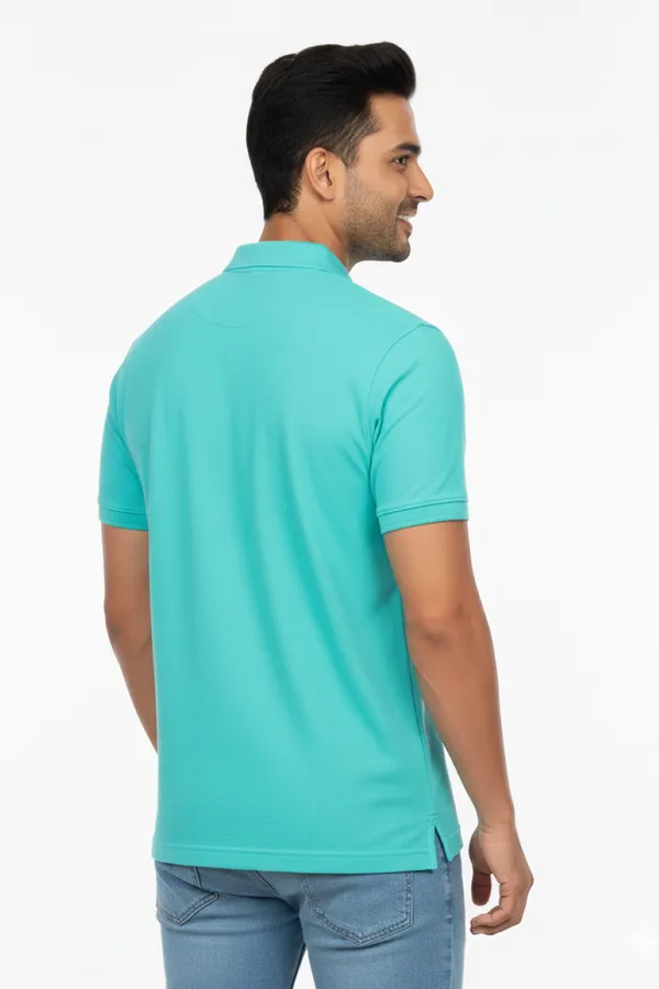 Classic_Green_Solid_Collared_Half_Sleeve_Stylish_&_Comfortable_T-Shirt_For_Men