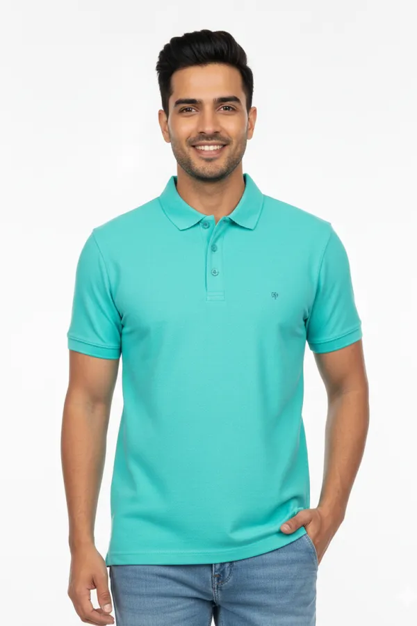 Classic_Green_Solid_Collared_Half_Sleeve_Stylish_&_Comfortable_T-Shirt_For_Men