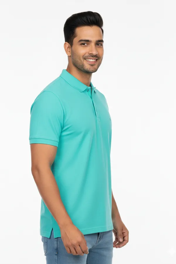 Classic_Green_Solid_Collared_Half_Sleeve_Stylish_&_Comfortable_T-Shirt_For_Men