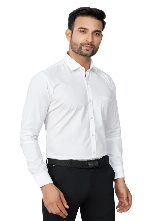White_Plain_Full_Sleeves_Formal_Shirt_For_Men