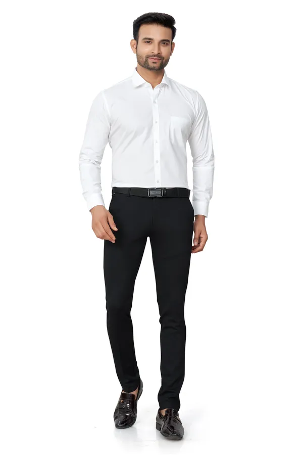 White_Plain_Full_Sleeves_Formal_Shirt_For_Men